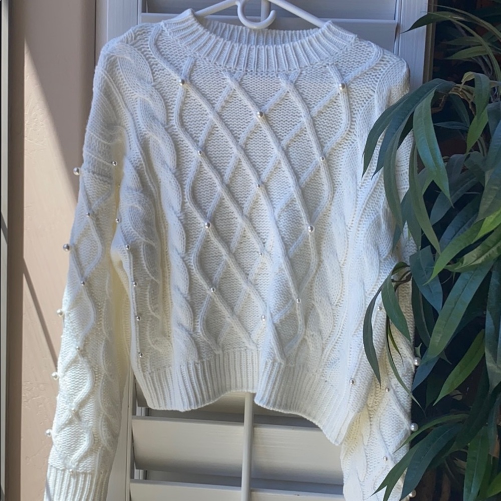 White Pearl Accentuated Sweater